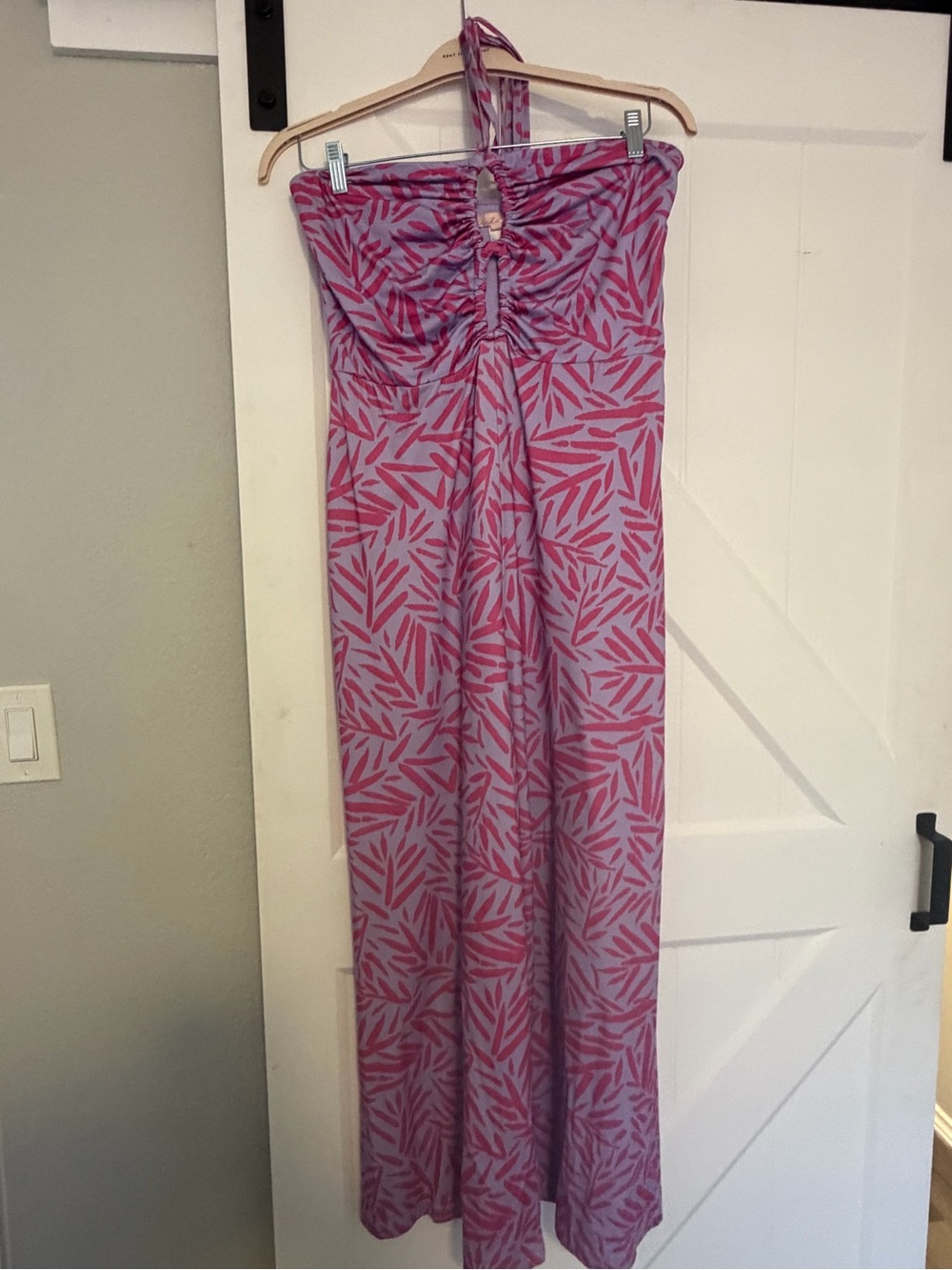 Hutch Pink & Lilac Printed Halter Jumpsuit Size L Stretchy